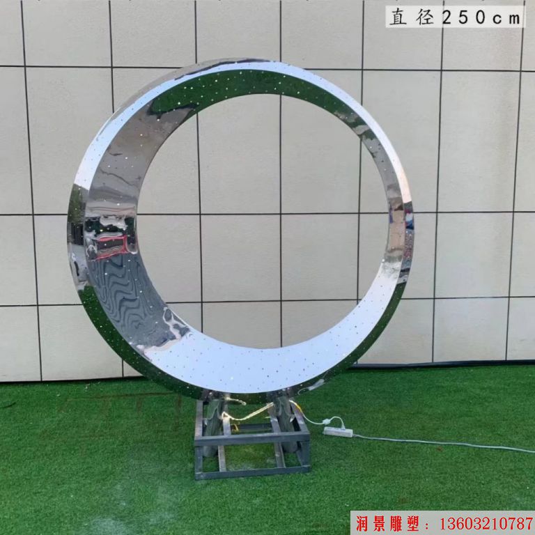 不銹鋼半圓月亮雕塑 景觀燈光月亮雕塑6